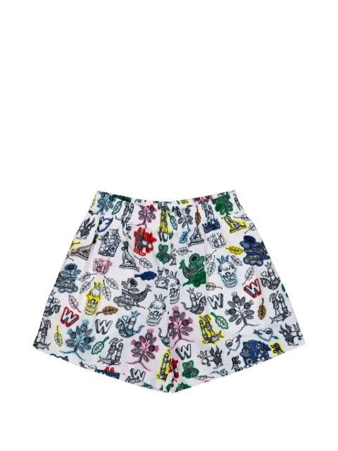 Walter Van Beirendonck artful-print elastic shorts White 2015