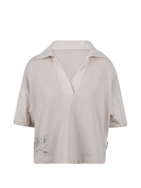 Noumeno Concetp puff-sleeve V-neck T-shirt Neutrals NF24416207