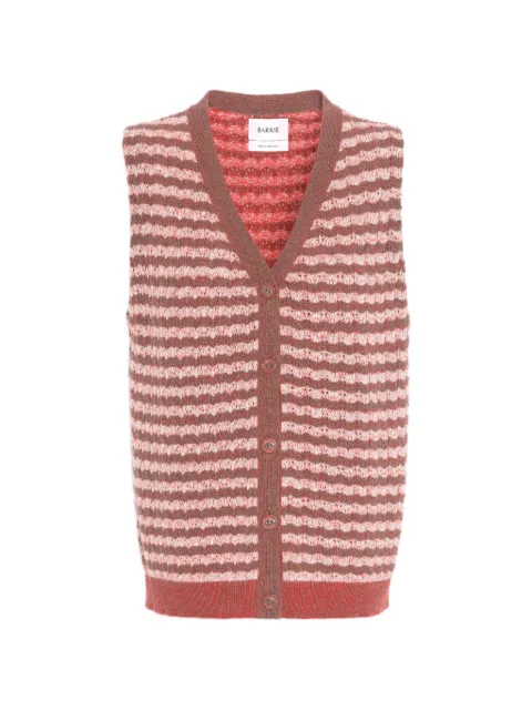 Barrie striped cashmere sleeveless cardigan Brown C337278