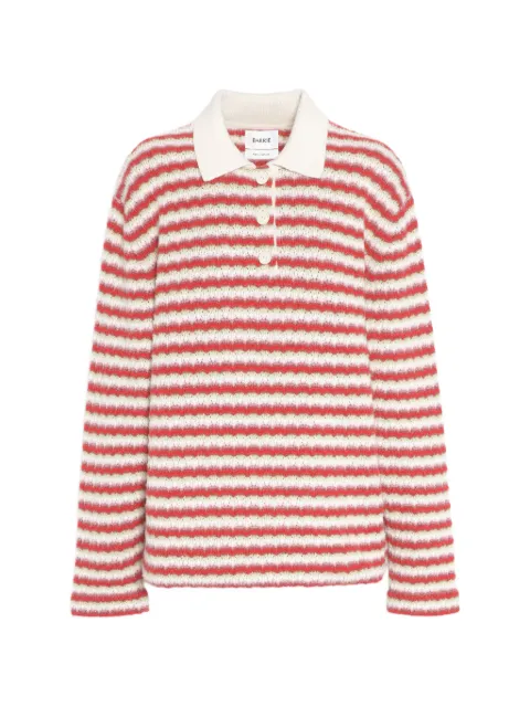 Barrie striped cashmere polo shirt Red C335360