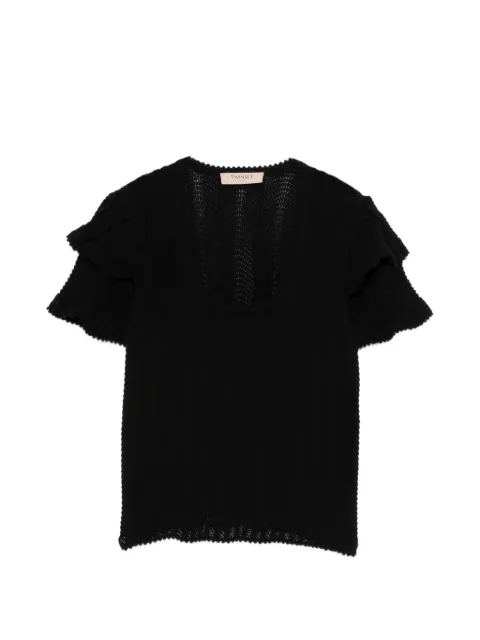 TWINSET fitted jumper with ruffles Black 261TT3051