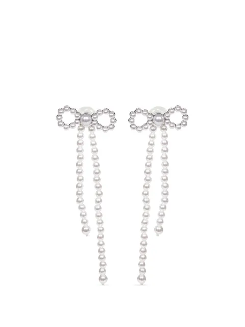 Self-Portrait bow-shape earrings Silver 607EPEARL