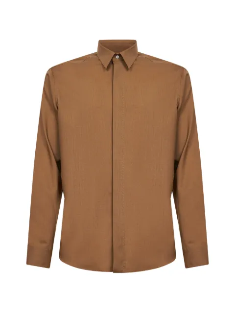 D4.0 covered-button long-sleeve shirt Brown D1CSS260003