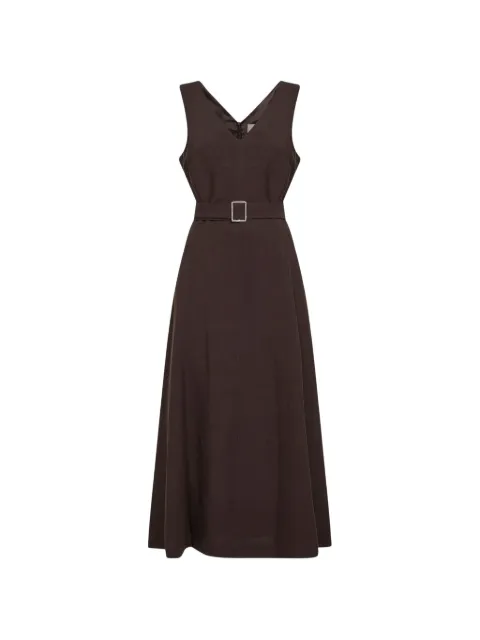 Blanca Vita V-neck belted midi dress Brown APRED3792MOKA