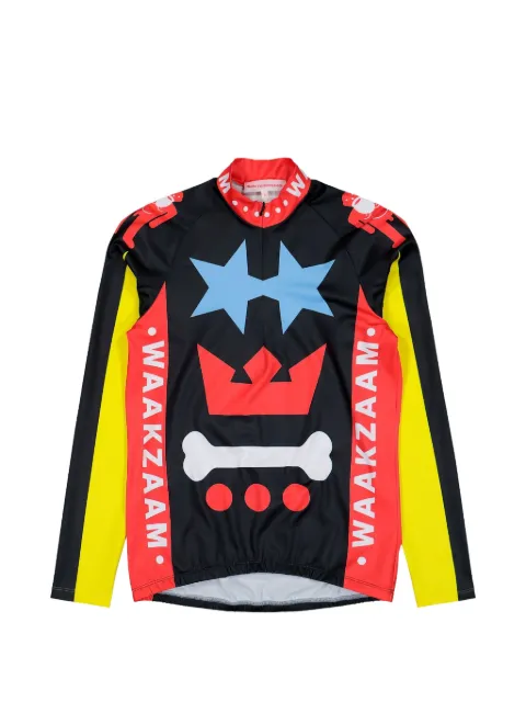 Walter Van Beirendonck graphic elastic-hem bike top Black 7001