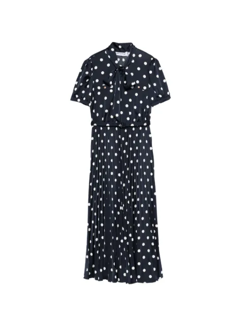 Self-Portrait polka dot pleated midi dress Blue SS26200MN