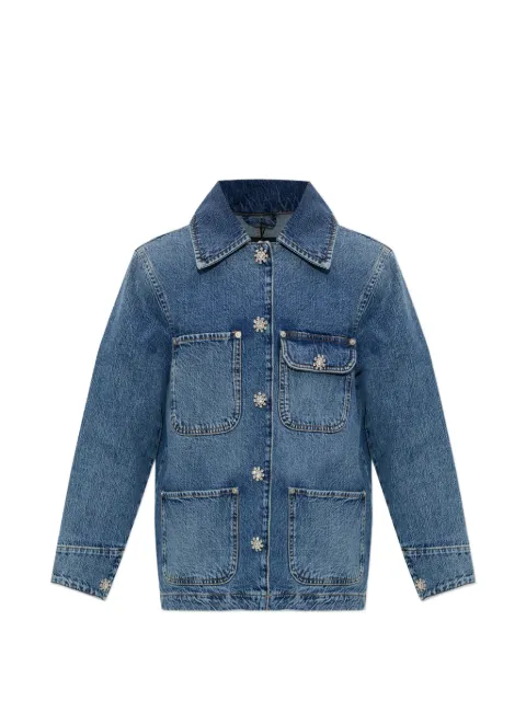 AllSaints Bex crystal-embellished denim jacket Blue W044OE