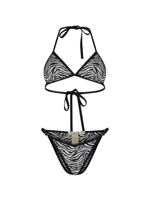 PARAMIDONNA Lilia zebra-print bikini Black SS26LZEB