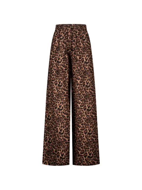 PARAMIDONNA leopard print linen trousers Neutrals SS26LPLEO