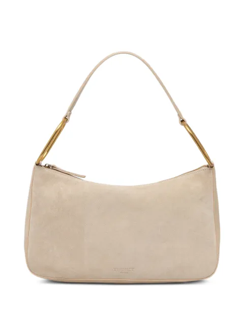 TWINSET medium Liliane suede gold-tone hardware shoulder bag Neutrals 261TB7086