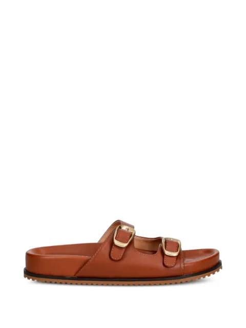 TWINSET buckle-fastening leather flat sandals Brown 261TCP09C