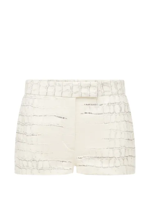 Alex Perry croc-effect leather shorts Neutrals P0117RE26