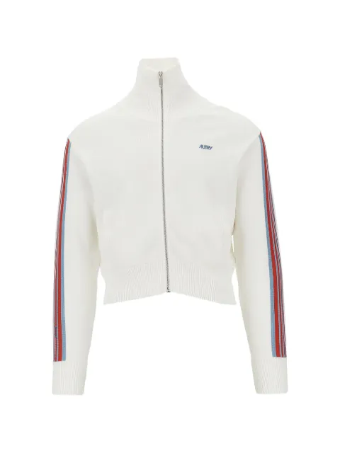 Autry striped funnel neck jacket White JAPW028WKNITWHITE
