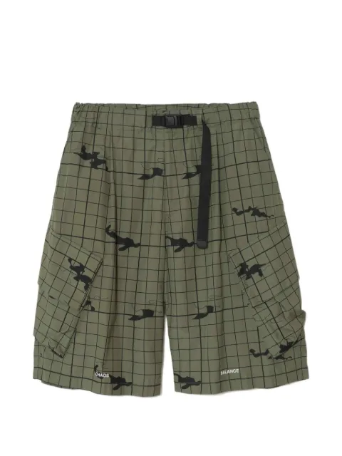 Undercover camouflage grid shorts Green UP1F4510