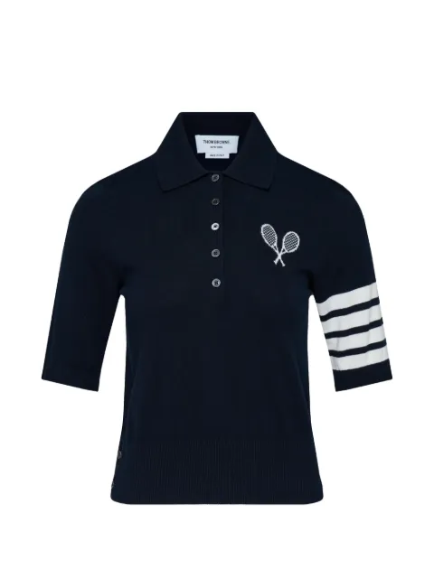 Thom Browne tennis-intarsia polo shirt Blue FKP135AY3039