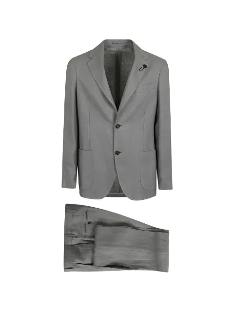 Lardini flower-pin buttoned suit Grey PA6301ECN64404