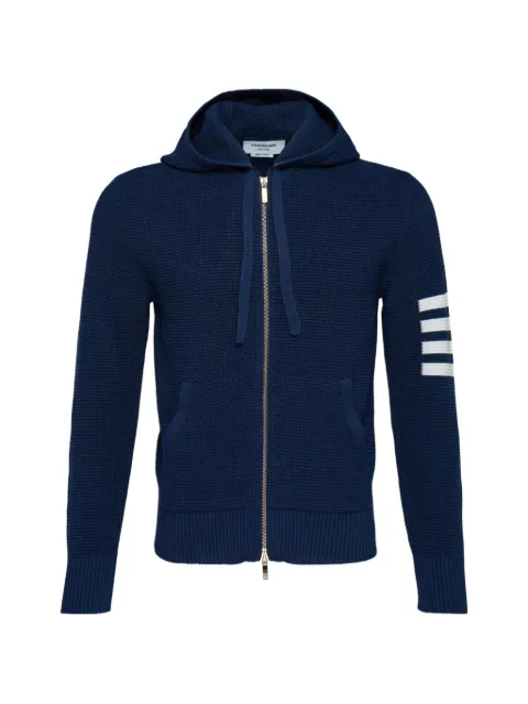 Thom Browne 4-Bar textured-stitch zip-up hoodie Blue MKT015AY6011