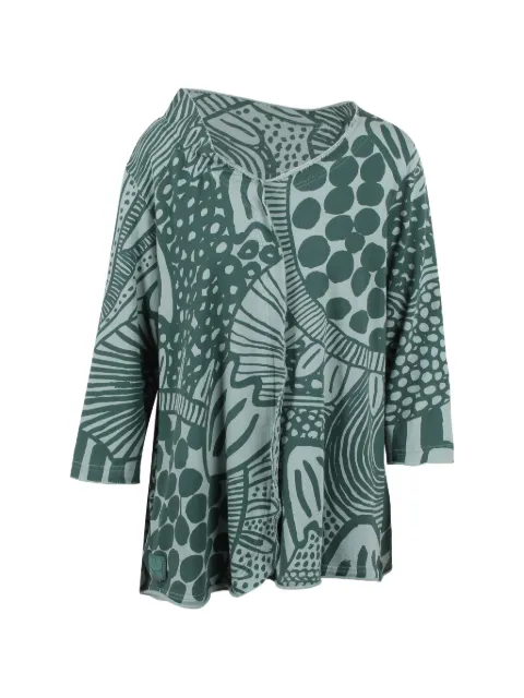 Black Label abstract-print gathered-back blouse Green 3290505