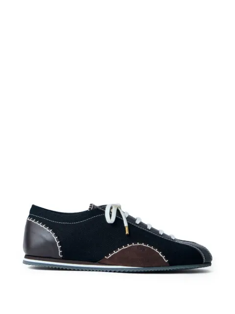 Wales Bonner Paris stitched panels lace-up sneakers Black WBM46540A23072999