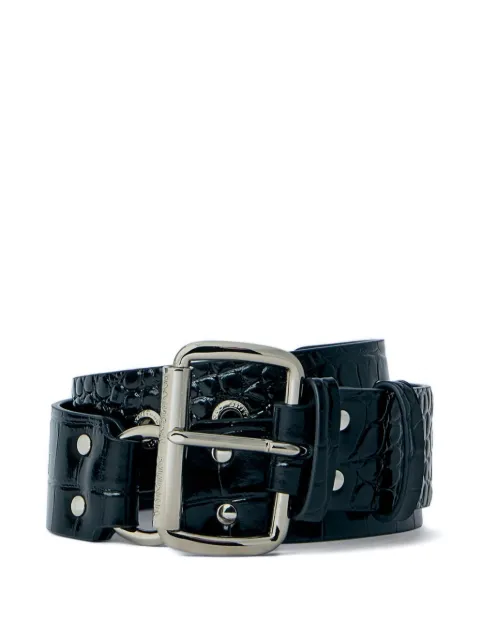 Vivienne Westwood embossed buckle leather belt Black 8201007XUL0098N401