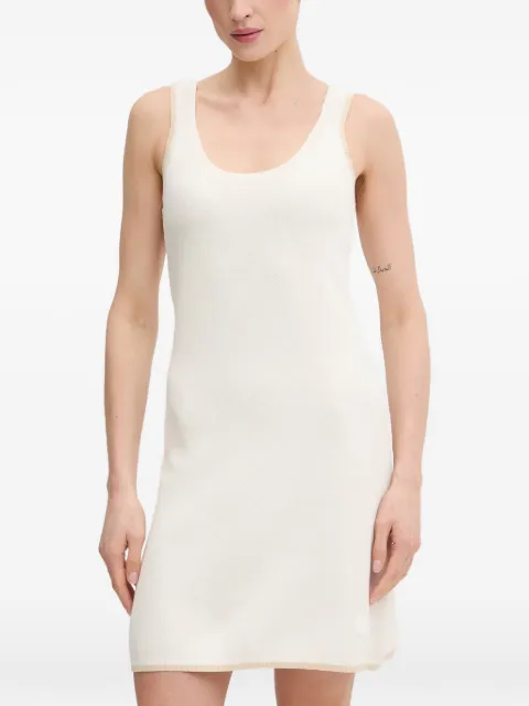 Ea7 Emporio Armani logo-patch ribbed-trim mini dress Neutrals 7W001124AF22503