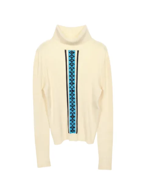 CHANEL Pre-Owned 1986 turtleneck logo knit top Neutrals 1050454
