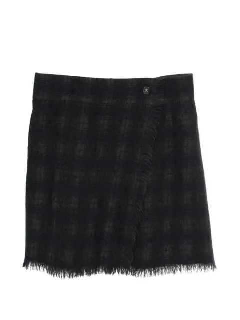 CHANEL Pre-Owned 1986-1988 checked frayed skirt Blue 1051496