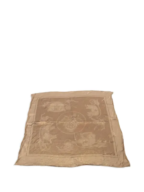 Hermès Pre-Owned 2000s Curtain 70 Exlibris printed silk scarf Gold 1048762