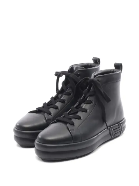 Hermès Pre-Owned 2020s Happiness high-cut leather sneakers Black 1049066