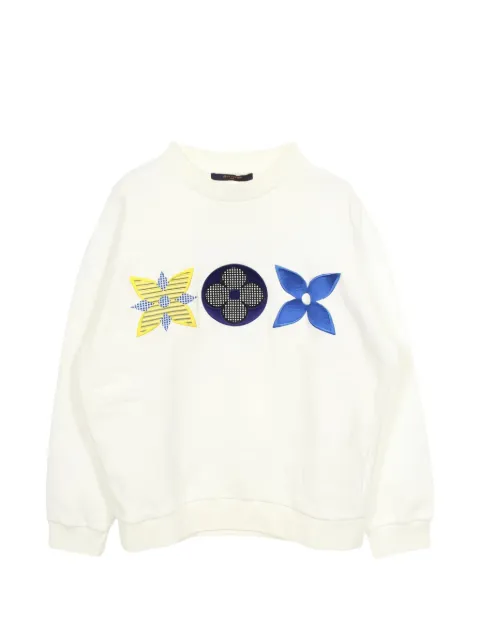 Louis Vuitton Pre-Owned 2020 monogram-flower embroidery sweatshirt White 1050456