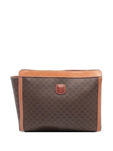 Celine Pre-Owned 2000s Macadam printed leather-panel clutch bag Brown 1049849