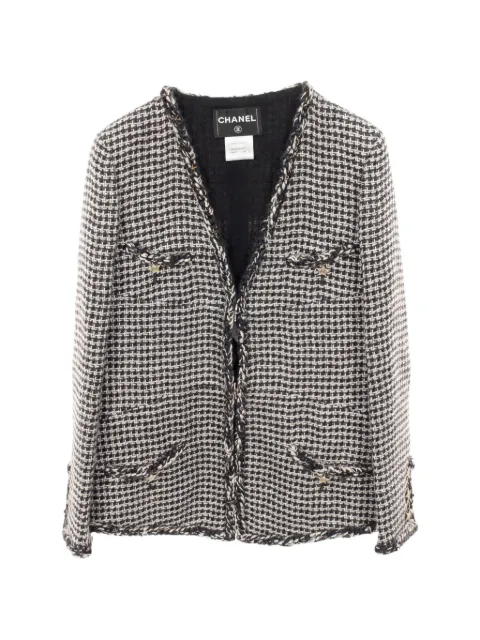 CHANEL Pre-Owned 1986-1988 V-neck tweed jacket Blue 1047313