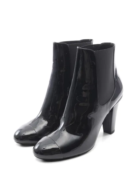 CHANEL Pre-Owned 1986-1988 patent leather short boots Black 1044557