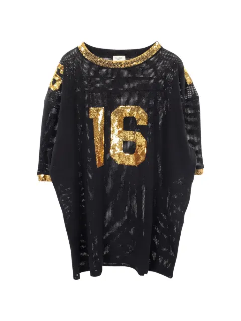 Celine Pre-Owned 2020s 16 sequin-embellished T-shirt Black 1048070