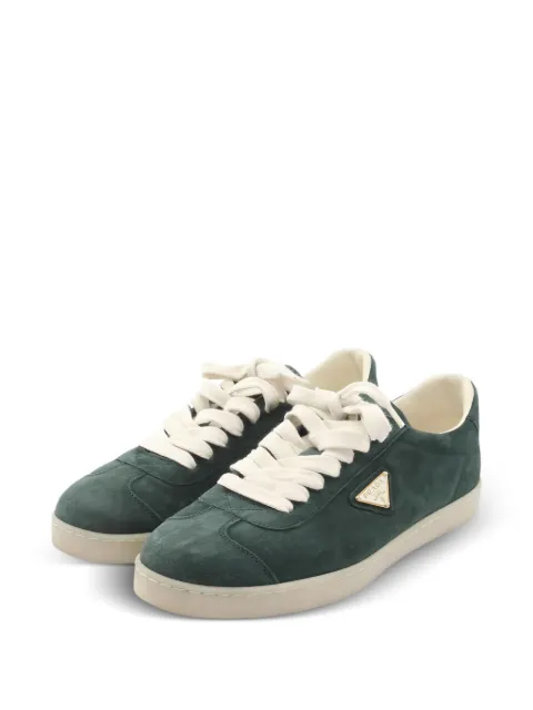Prada Pre-Owned 2000s logo-appliqué suede sneakers Green 1050083