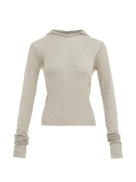 Rick Owens long-sleeve semi-sheer hoodie Neutrals RP01F6210