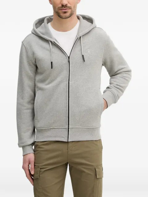 Trussardi logo-embroidered zip-up hoodie Grey G8068500137N