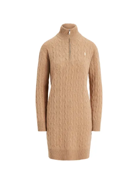 Polo Ralph Lauren cable-knit zip-neck mini dress Neutrals 211A98435002