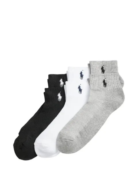 Polo Ralph Lauren logo-embroidered ribbed-knit socks (set of three) Grey 455914602001