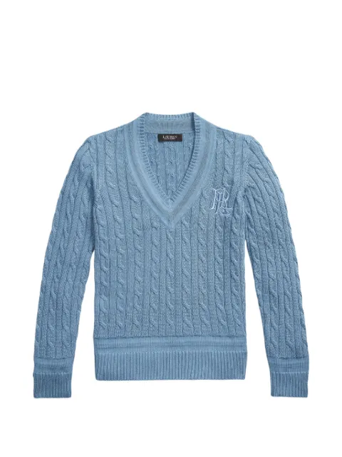 Lauren Ralph Lauren cable-knit V-neck sweater Blue 200888795010