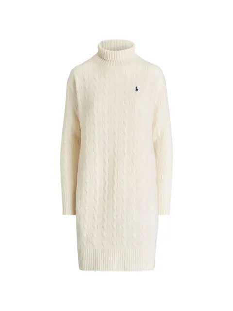 Polo Ralph Lauren cable-knit roll-neck mini dress Neutrals 211888692004