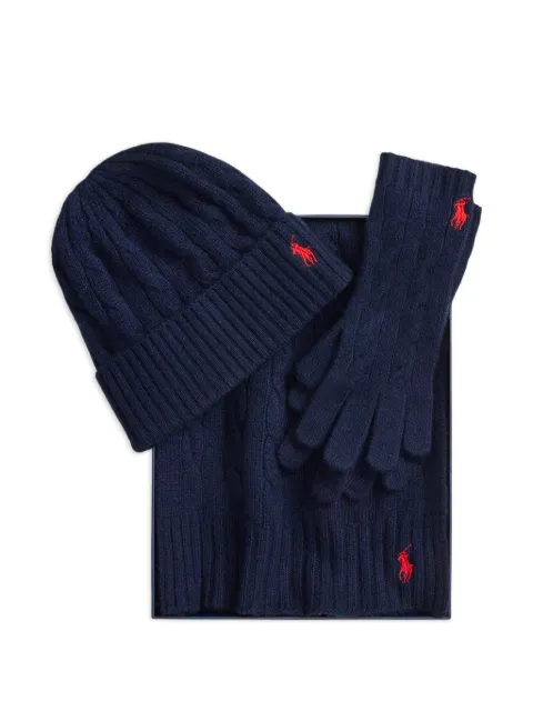 Polo Ralph Lauren cable-knit scarf (set of three) Blue 455P08145004