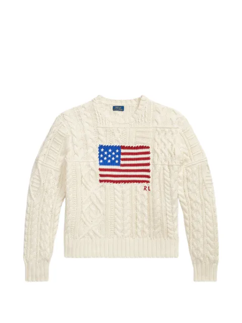 Polo Ralph Lauren cable-knit flag sweater Neutrals 211967414500