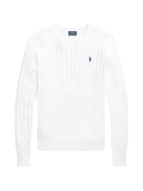 Polo Ralph Lauren cable-knit logo-embroidered sweater White 211747397002