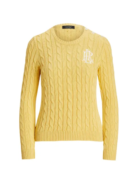 Lauren Ralph Lauren cable-knit embroidered sweater Yellow 200861967010