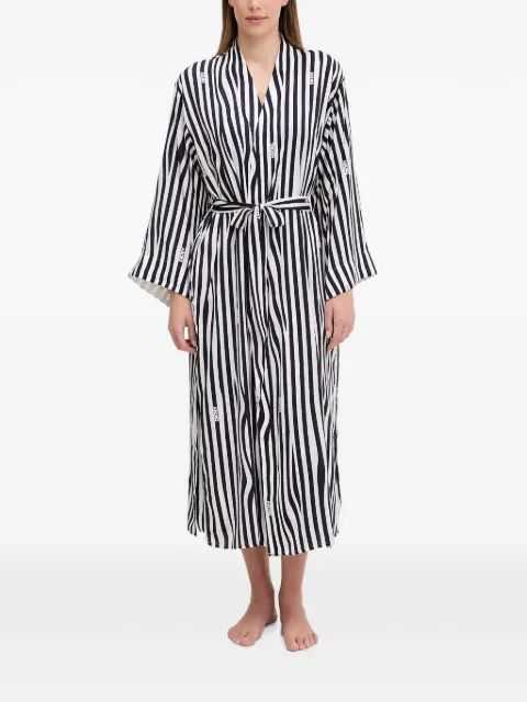 DKNY striped logo-print robe White YI20099