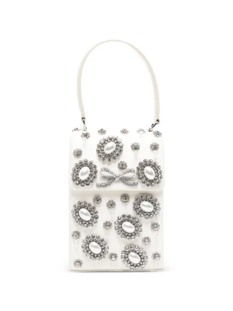 Self-Portrait bow-embellished tote bag Neutrals SS26313BC