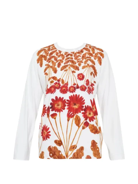 Noir Kei Ninomiya floral crew-neck long-sleeve T-shirt White 3QT003
