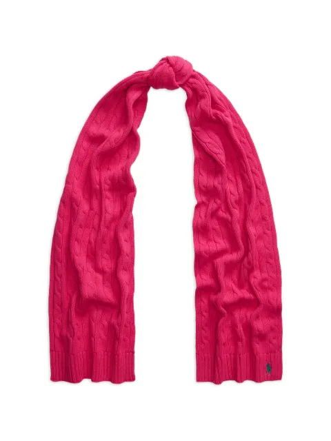 Polo Ralph Lauren cable-knit embroidered-logo scarf Pink 455962092002