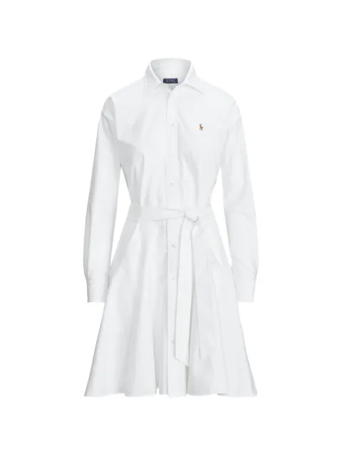 Polo Ralph Lauren belted logo-embroidered shirt mini dress White 211839438001